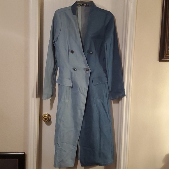 Denim Colorblock Coat - Picture 1 of 7